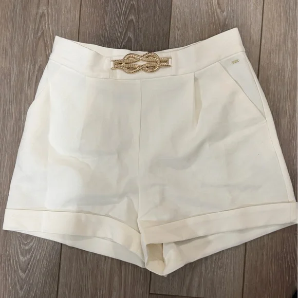 Guess Cream High-Waist Shorts with Gold Accent - Picture 6 of 6
